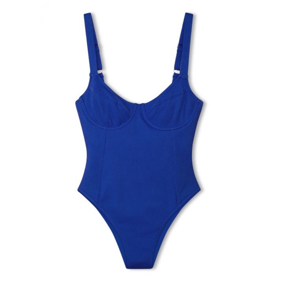 Zulu & Zephyr Rib Marine Blue One Piece Swimsuit US 4 - Picture 4 of 10